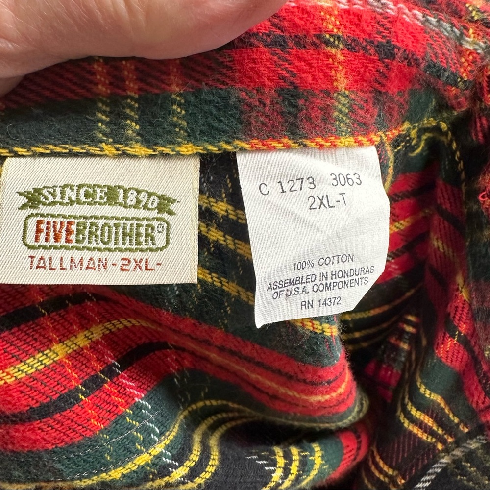 Five Brother Red Plaid Flannel Shirt View 4